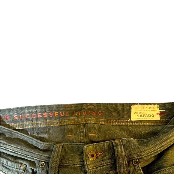 Diesel Safado Slim Straight Green Faded Wash Distressed Jeans - Picture 7 of 10